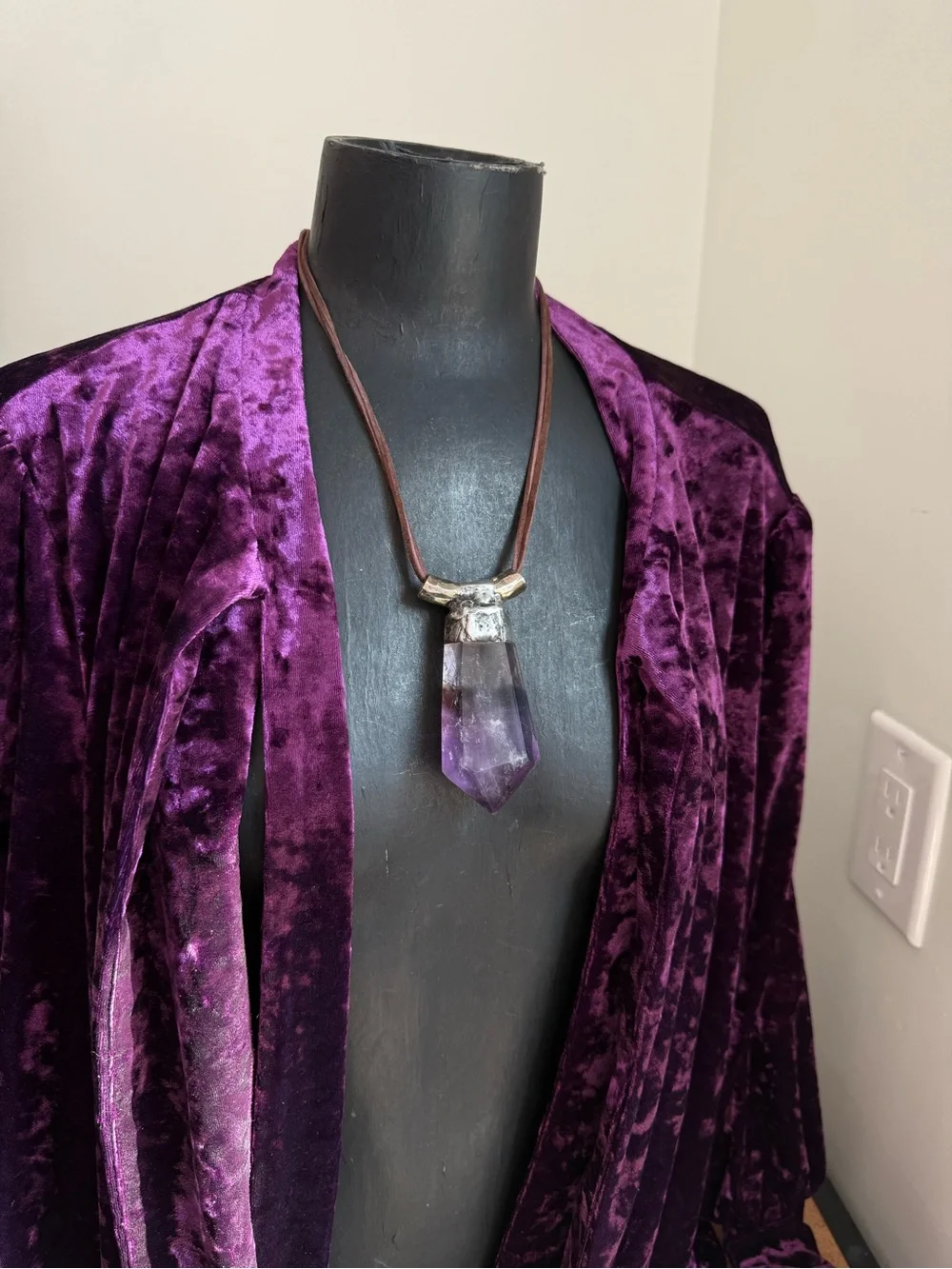 Amethyst Point Pendant Necklace statement jewelry chunky necklace boho gothic